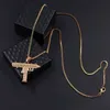 Hip Hop Iced Out Choker Volledige Rhinestone Nummer Machine Gun Pendent 2021 Kettingen huidige Bling Rapper Sieraden Kettingen