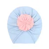 Cotton Solid Flower Beanie Caps Baby Fashion Lovely Turban Hats Sweet Soft Elastic Cap for Toddler Girls Beanies Photography Props Kids