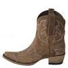 Botas Bordado Botas Mujer Faux couro cowboy tornozelo para mulheres cunha salto alto Cobra Cópia Western Cowgirl 2021