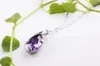 Bijoux fins 925 argent Sterling naturel violet pierre pendentif collier mode Stellux cristal goutte femmes D-017