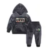 Boys Velvet Sport Suits Long Sleeves Clothing Set Pullover Hoodies Outfit Girls Sweatshirt Trousers Children Kid Clothes