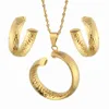 Earrings & Necklace African Wedding Jewelry Sets For Bride Women Ethiopian Gold Irregular Circles Pendants Necklaces Dubai Arab Jewellery