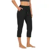 Rajstopy sznurkowe spodnie jogi kobiety solidny kolor legginsy w talii kieszonkowy gym fitness szeroka noga capris girl spant 8687551