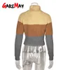 Chaki Crop Sweater Turtleneck Feminino Algodão Malha Listrada Suéteres Longa Outono Inverno Mulheres Quentes e Pullovers 210428