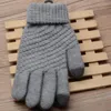 Gants de cadeau de Noël Écran tactile d'hiver Femmes et hommes tricot extensible chaud imitation laine tout-doigt antidérapant mode en plein air pour la famille