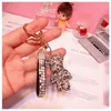 Bricolage artisanat dessin animé ours strass cristal porte-clés à la main PVC porte-clés pendentif à breloque porte-clés pour femmes cadeaux