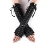 Sports Gloves Womens Sexy Length Punk Fingerless Arm Warmer Goth Black Cosplay Lace Bandage