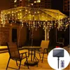 Strings 3M/5M LED Solar Icicle String Lights Waterproof Curtain Christmas For Bedroom Patio Garden With Remote