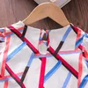 Kız Yaz Elbise Geometrik Kızlar Elbise Çocuklar 2021 Parti Elbise Çocuklar için Casual Stil Kız Giysileri Q0716