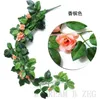 Kunstmatige opknoping Rose Bloemen Tuin Decoraties 7 Kleuren Eco-Friendly Leaf Garland Planten Vine Bladeren DIY Wedding Party Home Decor