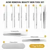 Ansiktsvårdsanordningar SteameStrainly Steel ansiktsbortahuvudborttagare Nålar Extractor Pimple Blemish Comedone Removal Kit Double Head Tool 2202255928648