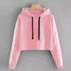 Women's Hoodies & Sweatshirts Fashion Women Crop Top Sweatshirt Hoodie Solid Lace Up Drawstring Long Sleeve Sweatershirt Tops Harajuku