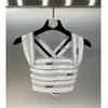 2023 CROPS VEST RUNWAY Fashion Summer Women Letters Stripe Lady Tanks Sexig Elastic Bandage Sleeveless Stretch Crops Väst