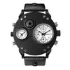 OULM Brand Watch Smooth Luster Celebrity Quality Quality Quartz Quartz Watch Compass Mens Watches Double Fuseau horaire