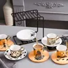 Tazze 250ML Ceramica Leopard Anamorfico Tazza Specchio Riflessione Tiger Zebra Tazza Caffè Set da tè con sottobicchiereMugs336U