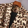 Moda Leopard Imprimir Terno Blazer Mulheres Curva Sashes Manga Longa Escritório Senhora Casaco Feminino Outwear Slim Fit Animal Jacket 210515