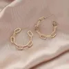 Orecchino a catena in metallo cavo color oro argento Huggie a cerchio per donna ragazza vintage semplice irregolare geometrico cerchio tondo gioielli