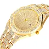 Montres-bracelets Montre de diamant pour hommes Top marque hommes de luxe glacé or Hip Hop Quartz montre-bracelet Relogio Masculino Reloj212U