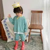 Outono de primavera 2-6 anos crianças algodão casual suor terno meninos e meninas soltas manga longa moletom calça 2 pcs conjuntos de tracksuit 210508