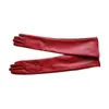 Fünf Fingerhandschuhe Mode Frauen Schwarz Lange PU-Leder 40 cm 45 cm 50 cm Damenhandschuhe Winter Damen Abendparty 2022
