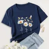 Zomer vrouwen t-shirt plus size 100% katoen schattige bloemen vogels print korte mouw oversized vrouw t-shirts casual grafische tee tops 210623