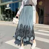 春の夏の韓国のファッションハイウエストレディースジュープ210520のための女性のビンテージレースのパッチワークのプリーツのスカートの女性