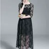 black lace floral maxi dress women femme summer long work boho beach office sexy party luxury dresses 210603