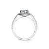 Clusterringen massief 14k witgoud Petite Halo Moissanite verlovingsring voor vrouwen luxe sieraden met midden Round209E