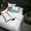 5-stjärnig El White Luxury 100% Egyptisk bomullssängar full Queen King Size Duvet Cover Bed / Flat monterad ark set 4 / 6PCS 210615