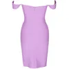 Bandage платье лето сиреневый фиолетовый корпус платье для женщин драпированные на плечо платье вечерний клуб на день рождения 210719