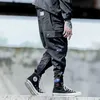 Homens Hip Hop Cinto Calças de Carga 2021 Homem Patchwork Macacão Japonês Streetwear Calças Calças Masculinas Designer Harem Pants Y0927
