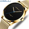 Relogio Masculino Crrju Watch for Men Casual Golden Black Quart Watch Minimalist Sport Orologi MENS MASH WATTEROUT ORGHIO 210517