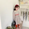 Корейский стиль весенние милые девушки высокие талии цветочные платья кукла воротник повседневная хлопчатобумажная мягкая все-спитная платья 210508