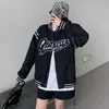 Summer Embroidery Harajuku Women Jacket Baseball Long Sleeve Ladies Coat Casual Loose Female Black Jackets High Quality 211014