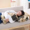 Drop 55/70cm 3D simulation chien en peluche oreiller vraie vie poupée drôle carlin sieste 210728