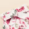 3pcs 여자 아기 여름 옷 세트 플로럴 패턴 반바지 핑크 바디 수트 탑 롬 밴드 귀여운 귀여운 유아 옷 의상 세트 10001758
