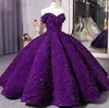 Burgundy Sequins Prom Dresses 2021 Evening Gowns Arabic Dubai Formal Occasion Gowns Ball Gown Off Shoulder Beads Blue Sexy Backless