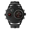 OULM Brand Watch Smooth Luster Celebrity Quality Quality Quartz Quartz Watch Compass Mens Watches Double Fuseau horaire
