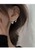 실버 두 착용 방법 작은 원 모조 다이아몬드 스터드 귀걸이 여성 독특한 디자인 패션 라이트 럭셔리 쥬얼리