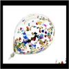 Event Festive Supplies Home Gardenconfetti 12 Pouces Ballon Ellipse Transparent Or Rose Papier Crumb Latex Ballons Décoration De Fête Drop D