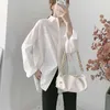 Vintage blusa mulheres brancas mangas compridas feminino cor sólida blusas mujer de moda camisa frouxa camisa solta 882g 210420