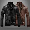 Men's Leather Jackets Men Stand Collar Coats Mens Motorcycle Leather Jacket Casual Slim Brand Clothing P0813
