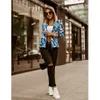 Leosox Flower Print Långärmad Kvinnors Bomber Jacka Fashion Zipper Up Vintage Coat Toppar Eleganta Slim Basic Ladies Jackor 210722