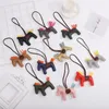 Horse Tassels Keychain PU Leather Pony Charm Pendant for Women Bag Handbag Backpack Ornament Key Chain Auto Car Decoration