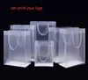 accept print 8 Size Frosted PVC plastic gift bags with handles waterproof transparent PVC bag clear handbag party favors bag custom logo