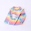 Barnens långärmad T-shirt Vår och Höst Girl Rainbow Barnkläder Liten ren bomull P4272 210622