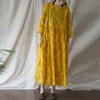 Johnature Women Cotton Dress Print Blommor Bandage Robes O-Neck Sommar Vintage Högkvalitativa Kvinnor Klädsel 210521