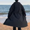 Tendência de moda masculina casual longo trincheira solta casual windbreaker moda jaqueta cor preta único breasted casacos M-2XL 210524