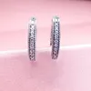 Pav￩ Boucles d'oreilles créoles en forme de cœur, boîte originale pour Pandora, petite bague d'oreille en argent Sterling 925, bijoux de mariage pour femmes et hommes