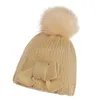 Crianças à prova de frio luvas quentes boné outono inverno meninos meninas proteção de orelha bonito arco aquece gorro de malha dd668